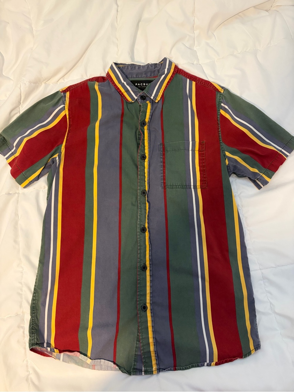 PacSun Mens Short Sleeve Vertical Stripe Shirt